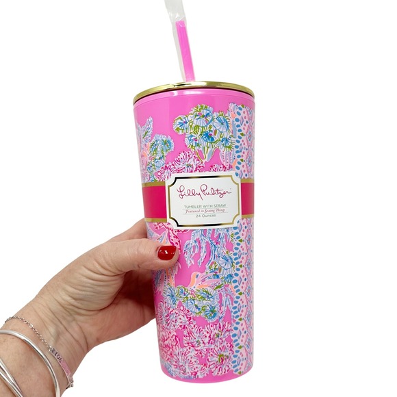 NEW Lilly‎ Pulitzer "Seaing Things" 24 oz Acrylic Tumbler with Straw - Picture 1 of 9